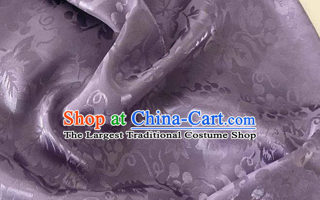 Asian Chinese Traditional Grape Pattern Design Purple Brocade China Hanfu Satin Fabric Material