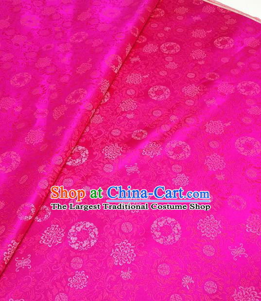 Asian Chinese Traditional Chrysanthemum Pattern Design Rosy Brocade Silk Fabric China Hanfu Satin Material