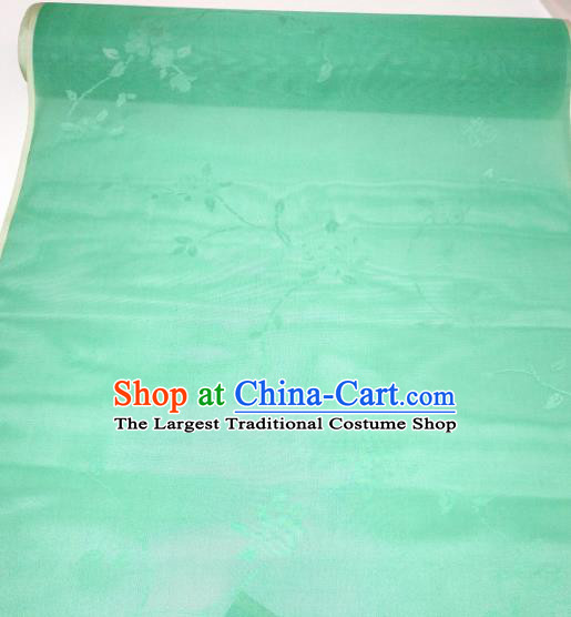 Asian Chinese Traditional Flowers Branch Pattern Design Green Silk Fabric China Hanfu Silk Material