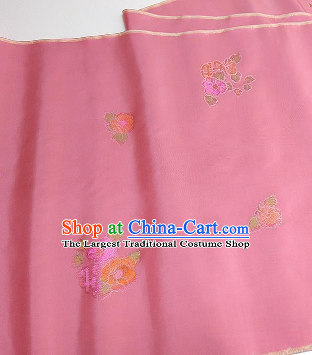 Asian Chinese Traditional Flowers Pattern Design Pink Silk Fabric China Hanfu Silk Material