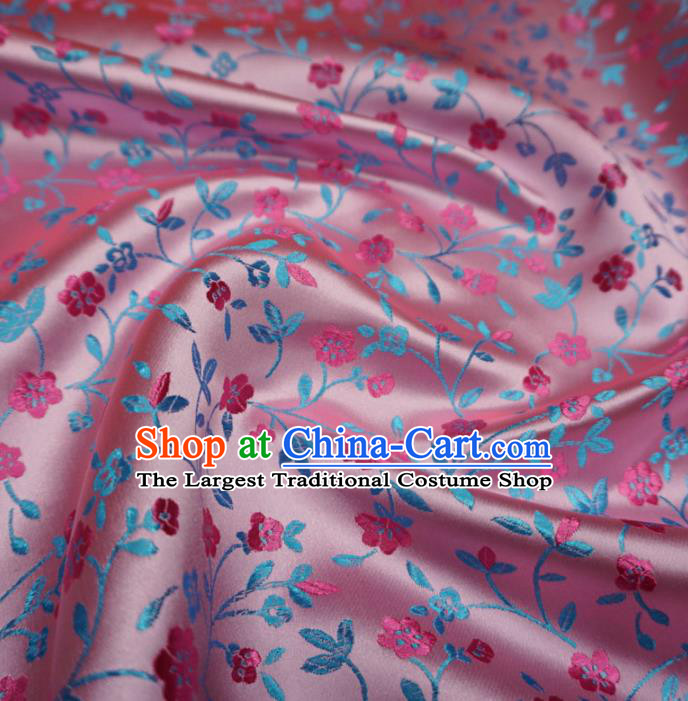 Chinese Traditional Plum Pattern Design Pink Brocade Fabric Asian Satin China Hanfu Silk Material
