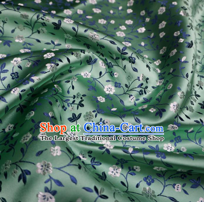 Chinese Traditional Plum Pattern Design Light Green Brocade Fabric Asian Satin China Hanfu Silk Material