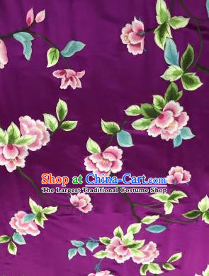Chinese Traditional Embroidered Lily Flowers Pattern Design Purple Silk Fabric Asian China Hanfu Silk Material