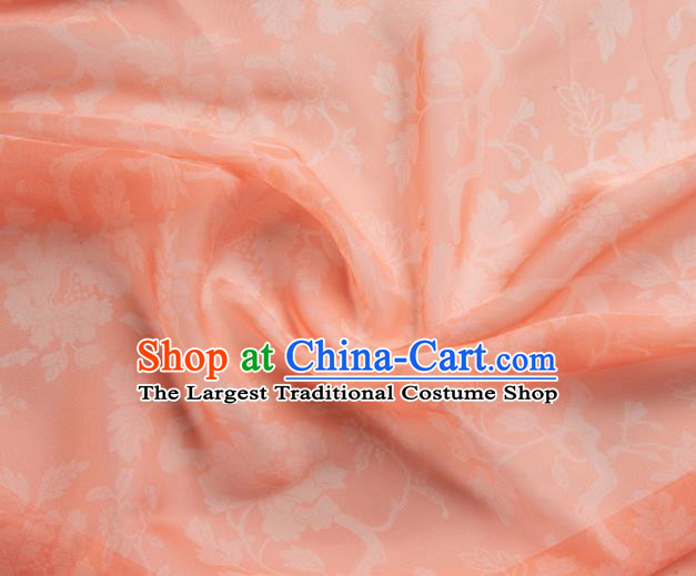 Chinese Traditional Peony Pattern Design Pink Chiffon Fabric Asian Satin China Hanfu Material
