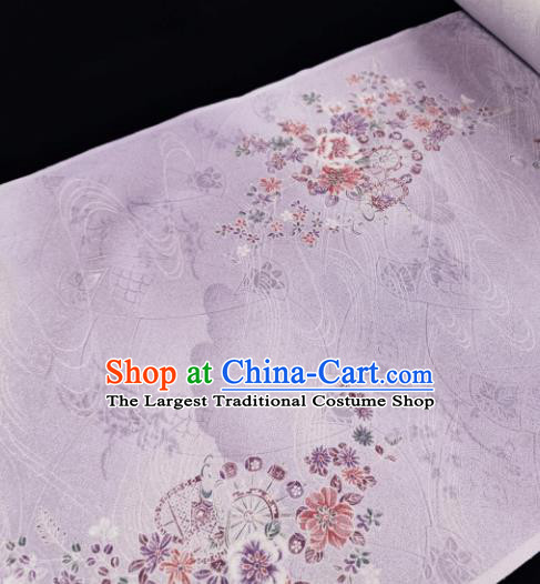 Chinese Traditional Cherry Blossom Pattern Design Purple Brocade Fabric Asian Satin China Hanfu Silk Material
