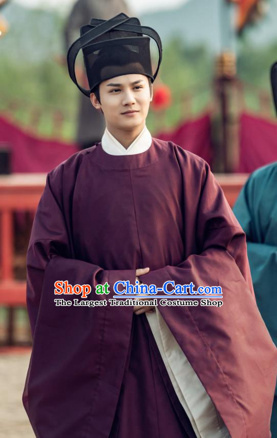 Chinese Ancient Song Dynasty Count of Jiayi Drama Royal Nirvana Gu Feng En Replica Costumes and Hat Complete Set