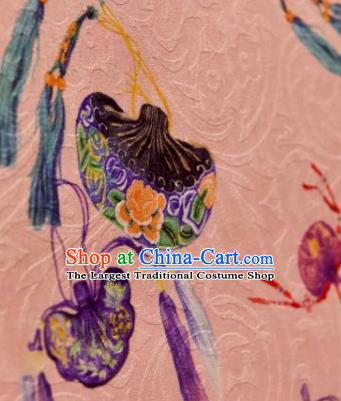 Chinese Traditional Sachet Pattern Design Pink Silk Fabric Asian China Hanfu Gambiered Guangdong Mulberry Silk Material