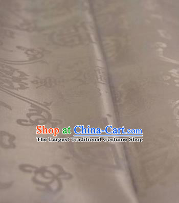 Chinese Traditional Double Fishes Pattern Design Silvery Silk Fabric Asian China Hanfu Jacquard Mulberry Silk Material