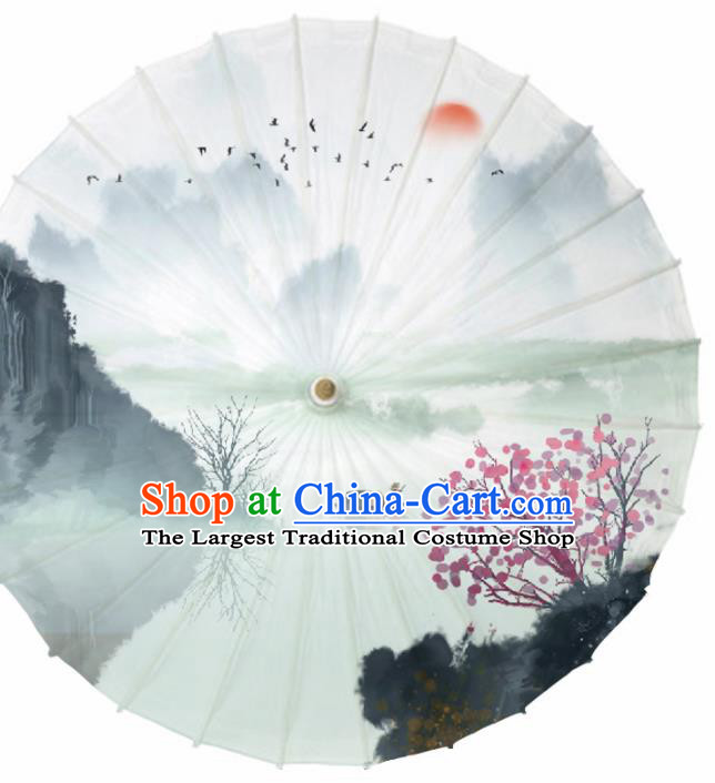 Chinese Traditional Printing Landscape Oil Paper Artware Paper Umbrella Classical Dance Umbrella Umbrella Handmade Umbrella