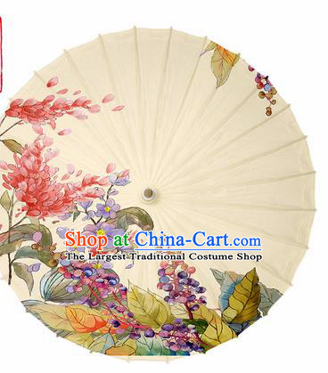 Chinese Traditional Printing Lilac Flowers Oil Paper Umbrella Artware Paper Umbrella Classical Dance Umbrella Handmade Umbrellas