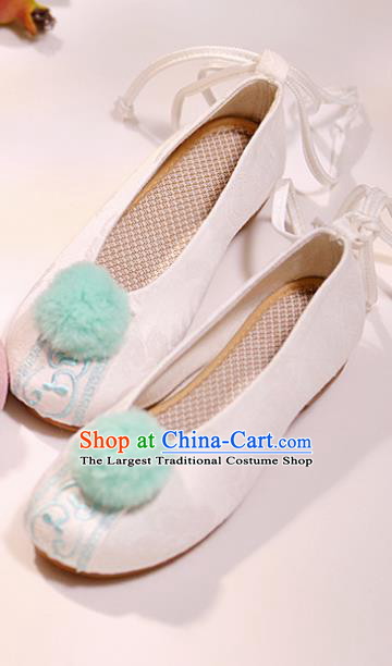 Asian Chinese National White Shoes Hanfu Shoes Traditional Opera Shoes Princess Shoes for Women