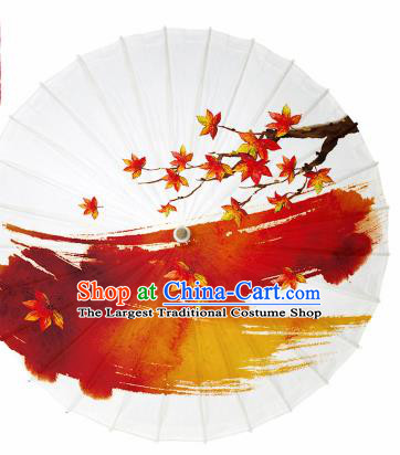 Chinese Traditional Printing Maple Leaf Oil Paper Umbrella Artware Paper Umbrella Classical Dance Umbrella Handmade Umbrellas