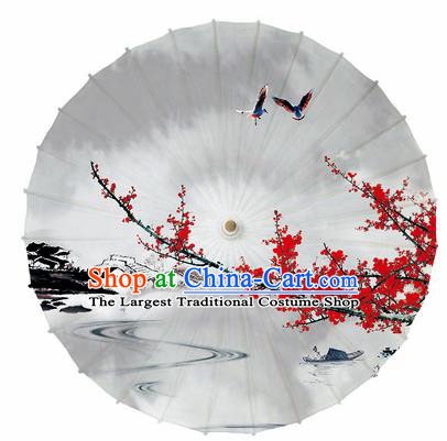 Chinese Printing Red Plum Oil Paper Umbrella Artware Paper Umbrella Traditional Classical Dance Umbrella Handmade Umbrellas