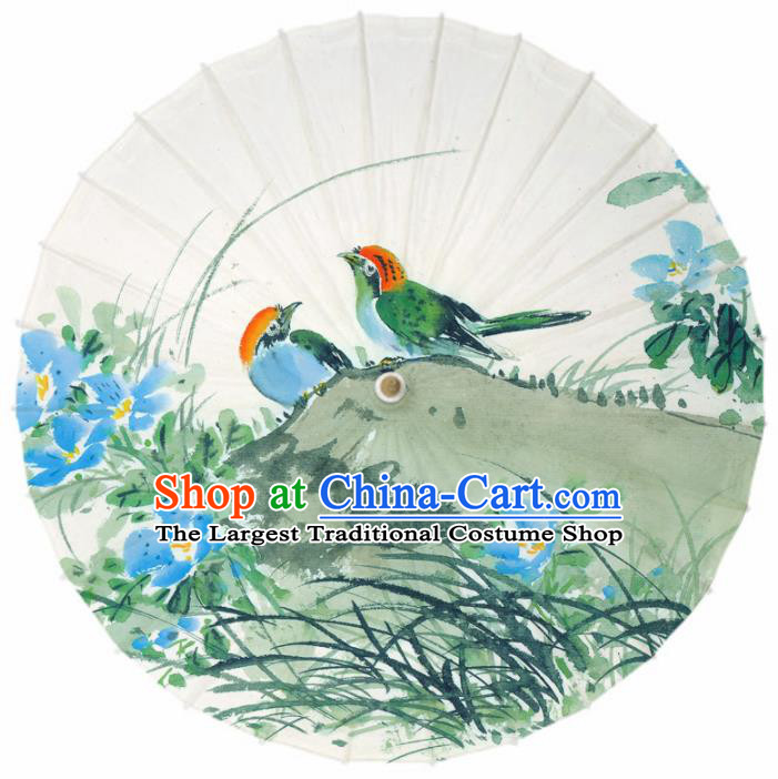 Chinese Printing Orchid Birds Oil Paper Umbrella Artware Paper Umbrella Traditional Classical Dance Umbrella Handmade Umbrellas