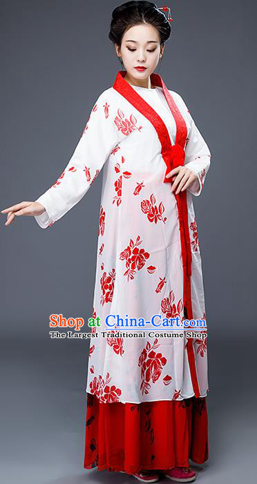 Chinese Drama Maidservant Costumes Ancient Traditional Ming Dynasty Nobility Lady White Hanfu Dress for Women