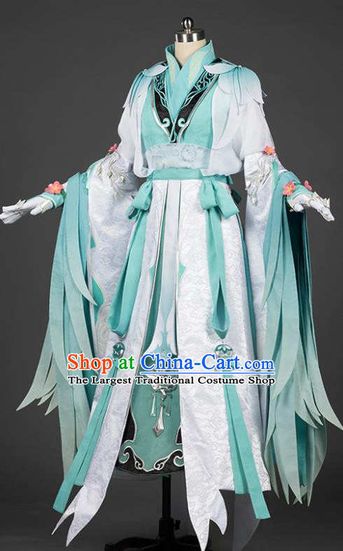 Chinese Traditional Cosplay Princess Green Costumes Ancient Female Swordsman Hanfu Dress for Women