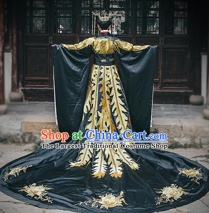 Chinese Drama Traditional Han Dynasty Court Queen Costumes Ancient Empress Black Hanfu Dress for Women