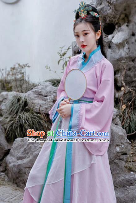 Chinese Traditional Qin Dynasty Court Lady Costumes Ancient Drama Imperial Consort Purple Hanfu Dress for Women
