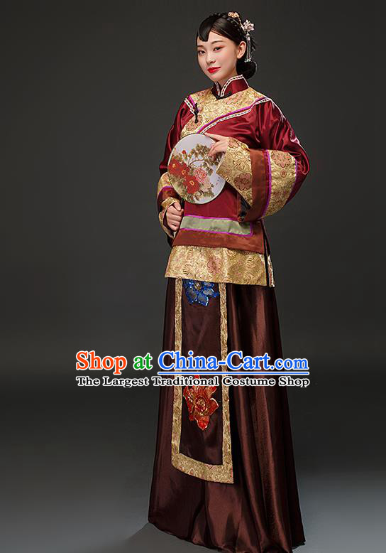 Chinese Drama Traditional Qing Dynasty Patrician Concubine Dress Ancient Rich Mistress Costumes for Women