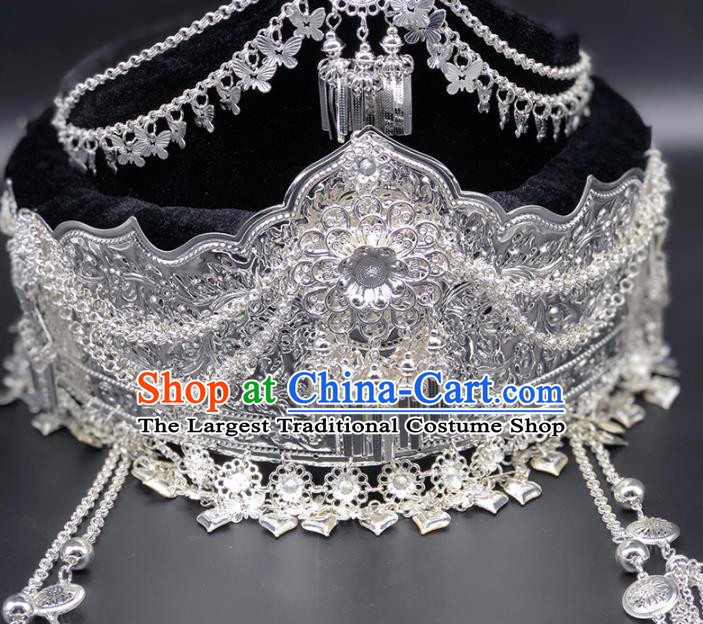 Chinese Traditional Handmade Miao Nationality Hat Ethnic Wedding Hair Accessories for Women
