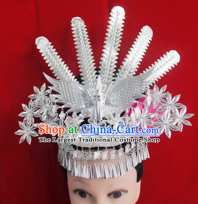 Chinese Traditional Handmade Miao Nationality Phoenix Hairpins Ethnic Wedding Hair Accessories for Women
