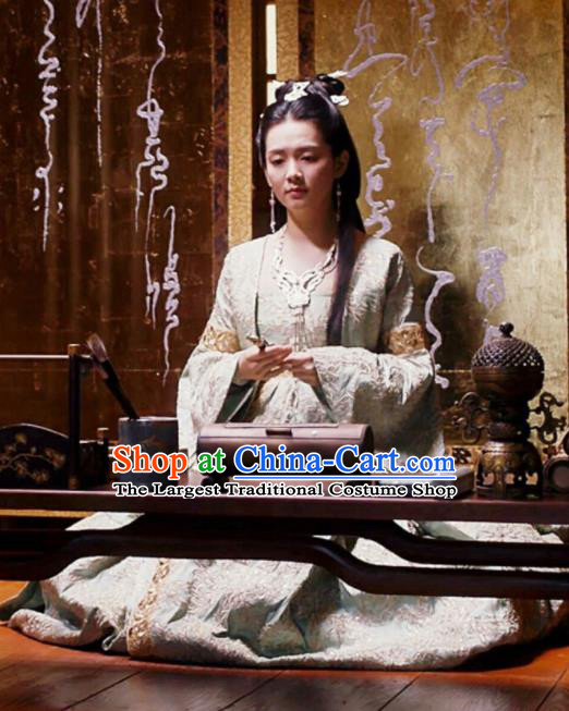 Chinese Ancient Princess Xiao Zhou Hanfu Dress Drama Novoland Eagle Flag Replica Costumes for Women