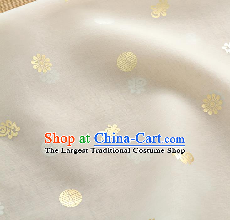 Asian Korea Traditional Longevity Chrysanthemum Pattern Beige Silk Fabric Korean Fashion Hanbok Material