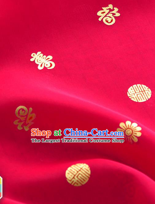 Asian Korea Traditional Longevity Chrysanthemum Pattern Magenta Silk Fabric Korean Fashion Hanbok Material