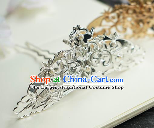 Chinese Classical Argent Hair Crown Hair Accessories Handmade Ancient Tang Dynasty Court Hairpin for Women