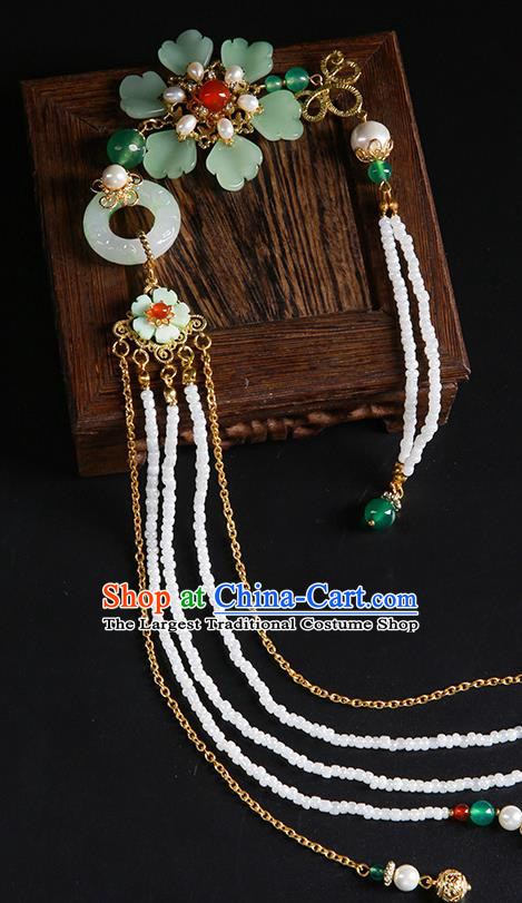 Chinese Classical Jade Carving Waist Accessories Ancient Princess Hanfu Beads Tassel Belt Pendant