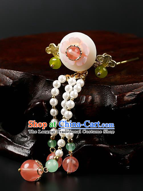 Chinese Classical Beads Tassel Hair Clips Hanfu Hair Accessories Handmade Ancient Princess Little Hairpins for Women