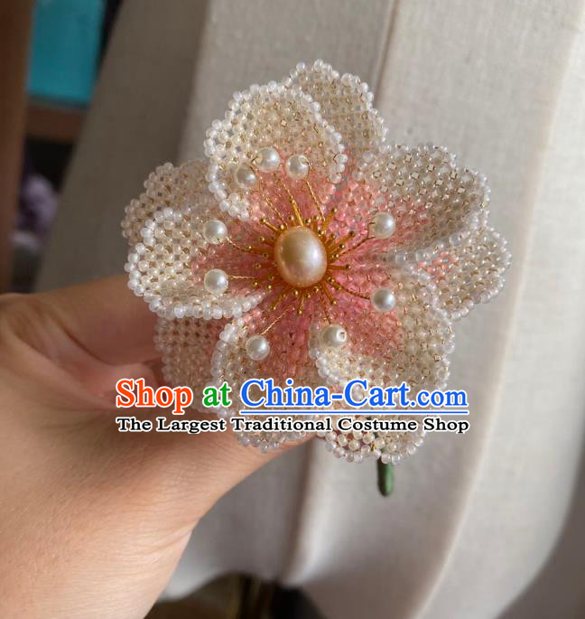 Chinese Classical Court Beads Plum Blossom Hair Clip Women Hanfu Hair Accessories Handmade Ancient Qing Dynasty Princess Flower Hairpins