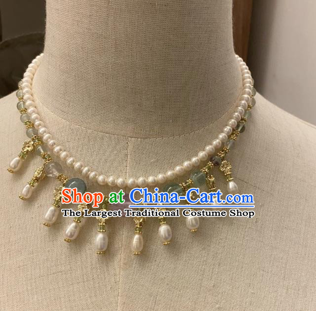 Chinese Handmade Pearls Necklet Classical Jewelry Accessories Ancient Hanfu Beads Necklace for Women