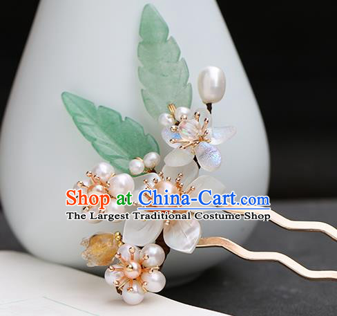 Chinese Classical Palace Hair Stick Handmade Hanfu Hair Accessories Ancient Ming Dynasty Princess Pearls Plum Hairpins