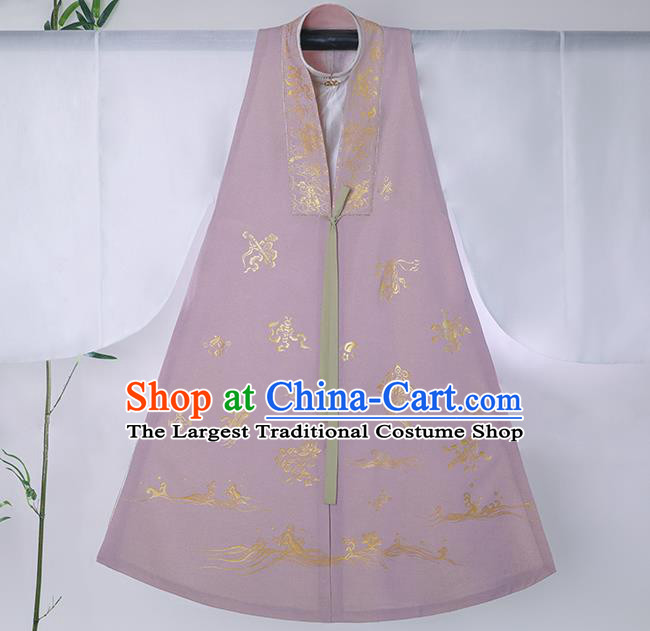 Chinese Ancient Noble Female Historical Costumes Traditional Ming Dynasty Court Countess Hanfu Apparels Lilac Vest for Women