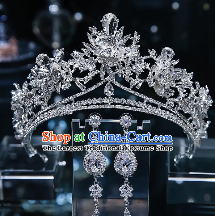 Handmade Baroque Wedding Bride Zircon Royal Crown Classical Jewelry Accessories European Princess Hair Accessories