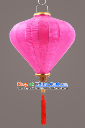Chinese Traditional Rosy Silk Palace Lanterns Handmade Hanging Lantern Classical Festive New Year Diamond Lamp
