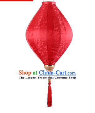 Chinese Handmade Red Satin Palace Lanterns Traditional Festive Hanging Lantern New Year Classical Jacquard Lamp
