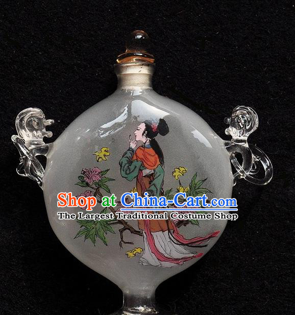 Chinese Handmade Glass Snuff Bottle Traditional Inside Painting Beauty Flowers Snuff Bottles Artware