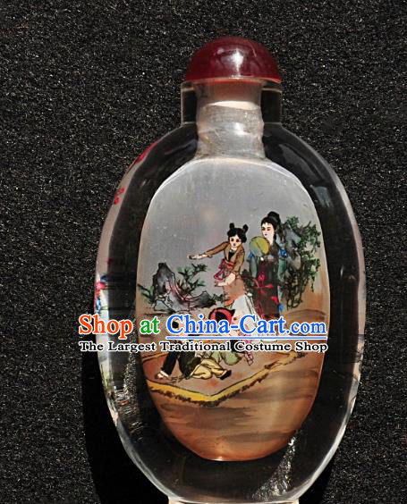 Chinese Handmade Snuff Bottle Traditional Inside Painting Female Children Snuff Bottles Artware