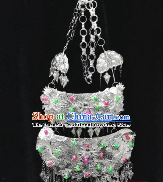 Chinese Handmade Ethnic Women Jewelry Accessories Miao Minority Silver Necklace