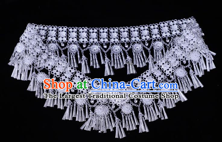 China Yunnan Miao Ethnic Argent Belt Jewelry Traditional Decoration Miao Silver Flowers Waist Accessories