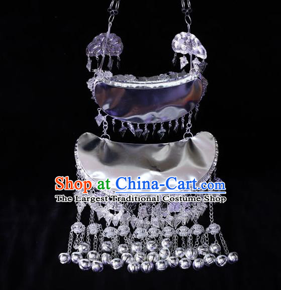China Miao Ethnic Folk Dance Jewelry Accessories Traditional Minority Stage Show Bells Tassel Necklace