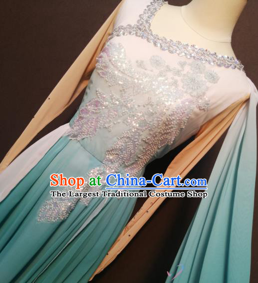 China Fan Dance Clothing Spring Festival Gala Classical Dance Costumes Women Dance Blue Dress