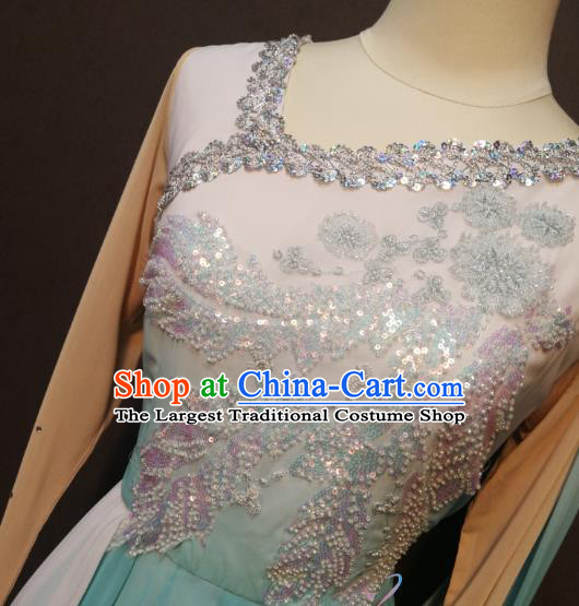 China Fan Dance Clothing Spring Festival Gala Classical Dance Costumes Women Dance Blue Dress