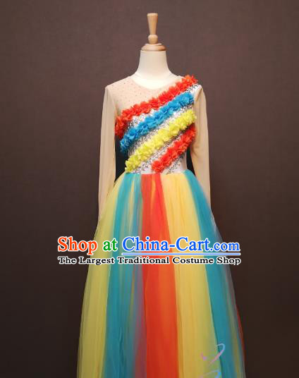Women Modern Dance Clothing China Spring Festival Gala Opening Dance Costumes Rainbow Dance Dress