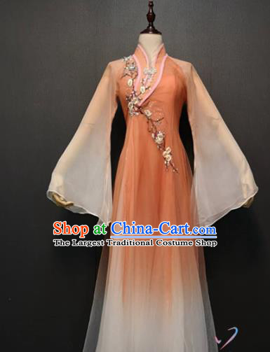 Chinese Classical Dance Costume Traditional Stage Performance Clothing Umbrella Dance Orange Dress