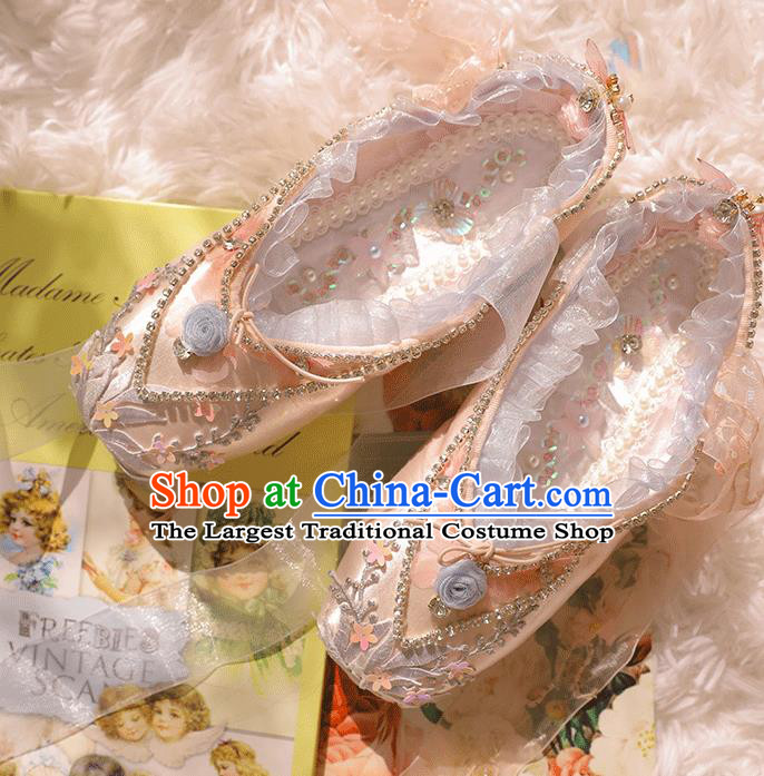 Custom Ballet Dance Shoes Halloween Cosplay Wedding Shoes Bride Pink Shoes