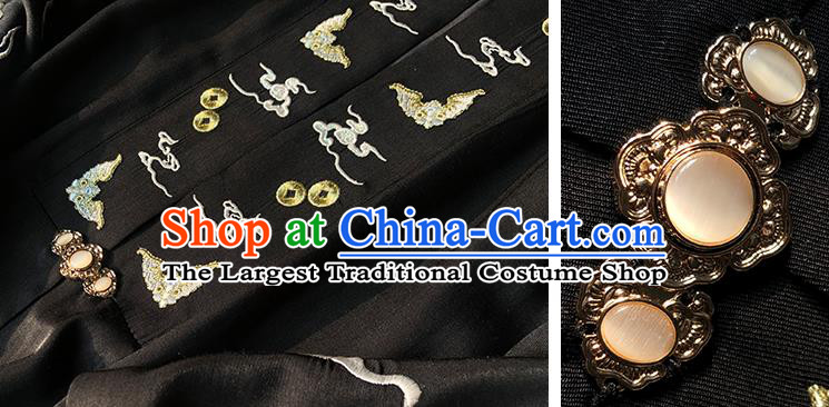 China Ancient Ming Dynasty Costume Taoist Apparels Embroidered Hanfu Black Cloak for Women for Men