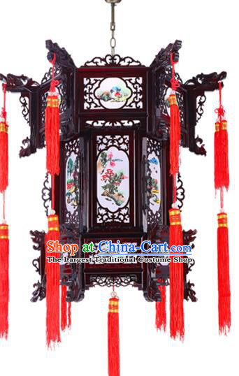 Chinese Wood Decorations Lamp Classical Lanterns Handmade Hanging Lamp Traditional New Year Hexagon Palace Lantern